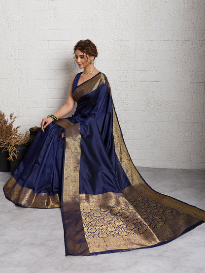 Women's Banarasi Silk Saree With Unstitched Blouse Piece