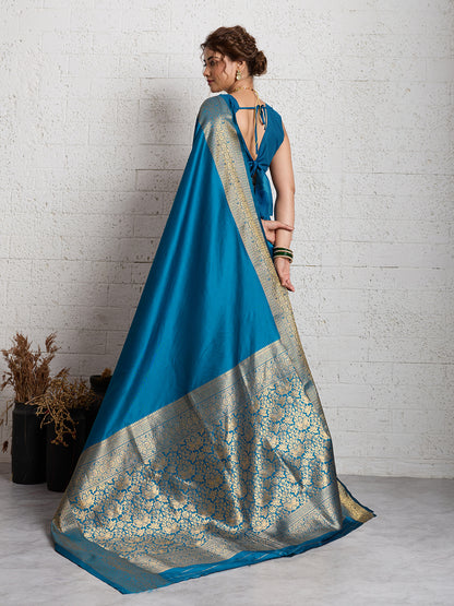 Women's Banarasi Silk Saree With Unstitched Blouse Piece