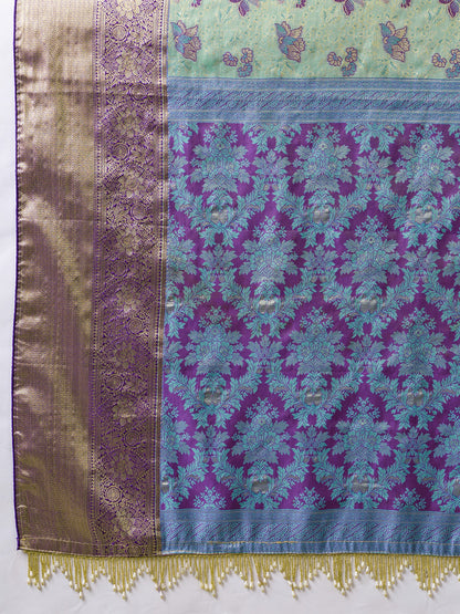 Women's Kanjivaram Silk Saree With Unstitched Blouse Piece