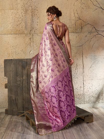 Women's Kanjivaram Silk Saree With Unstitched Blouse Piece