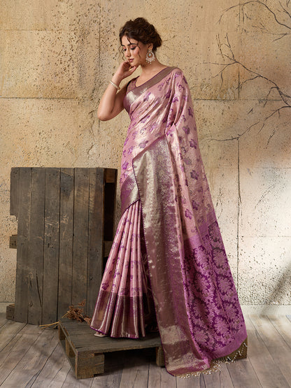 Women's Kanjivaram Silk Saree With Unstitched Blouse Piece