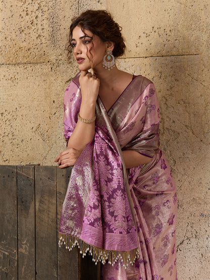 Women's Kanjivaram Silk Saree With Unstitched Blouse Piece