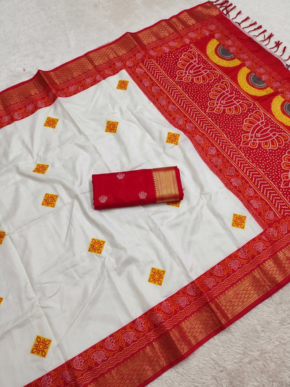 Women's Banarasi Cotton Silk Saree With Unstitched Blouse Piece