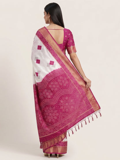 Women's Banarasi Cotton Silk Saree With Unstitched Blouse Piece