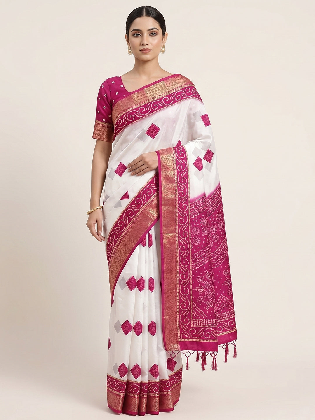 Women's Banarasi Cotton Silk Saree With Unstitched Blouse Piece