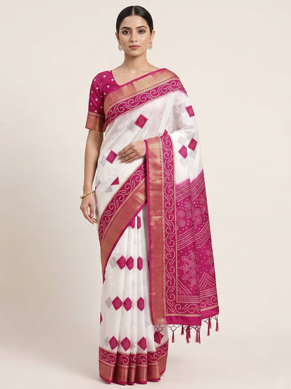 Women's Banarasi Cotton Silk Saree With Unstitched Blouse Piece