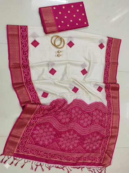 Women's Banarasi Cotton Silk Saree With Unstitched Blouse Piece