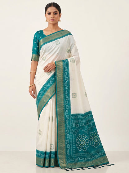 Women's Banarasi Cotton Silk Saree With Unstitched Blouse Piece