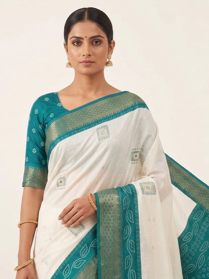 Women's Banarasi Cotton Silk Saree With Unstitched Blouse Piece