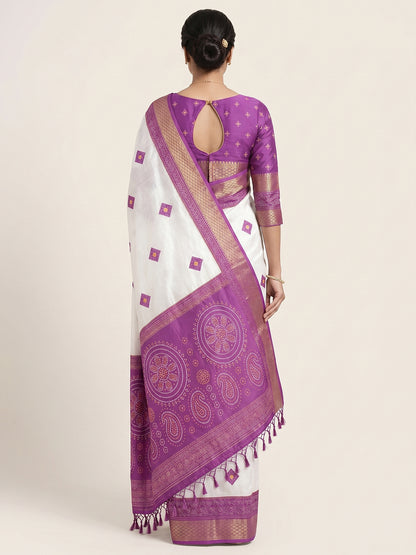Women's Banarasi Cotton Silk Saree With Unstitched Blouse Piece