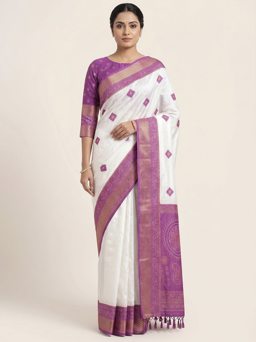 Women's Banarasi Cotton Silk Saree With Unstitched Blouse Piece