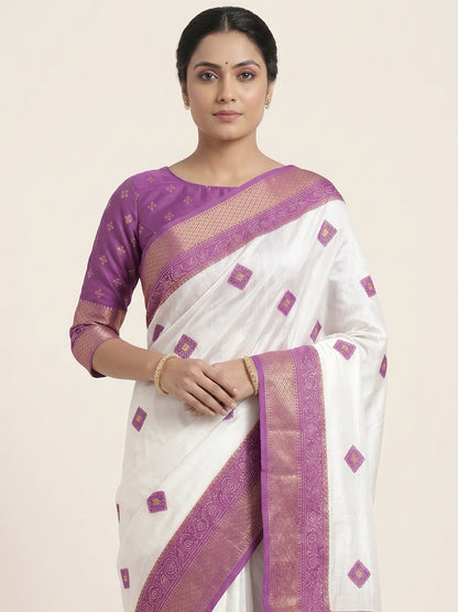 Women's Banarasi Cotton Silk Saree With Unstitched Blouse Piece