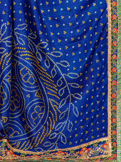 Women's Dola Silk Bandhani Saree With Blouse Piece