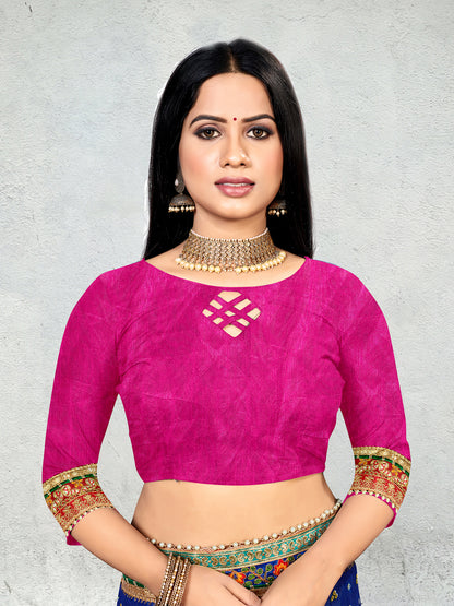 Women's Dola Silk Bandhani Saree With Blouse Piece