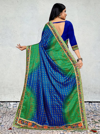 Women's Dola Silk Bandhani Saree With Blouse Piece