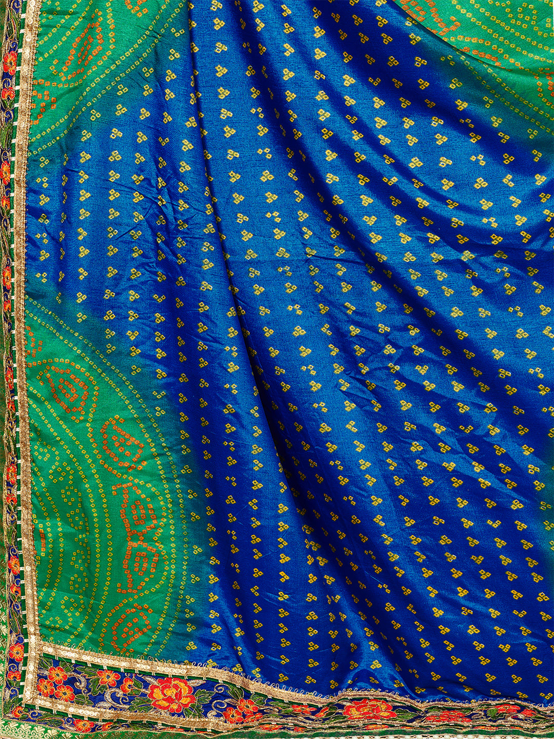 Women's Dola Silk Bandhani Saree With Blouse Piece