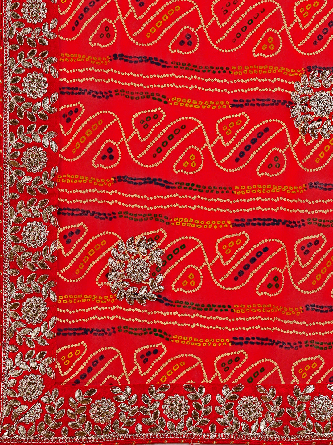 Women's Georgette Bandhani Saree With Unstitched Blouse Piece