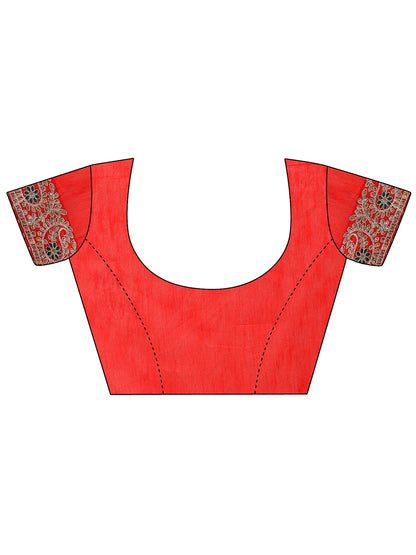 Women's Georgette Bandhani Saree With Unstitched Blouse Piece