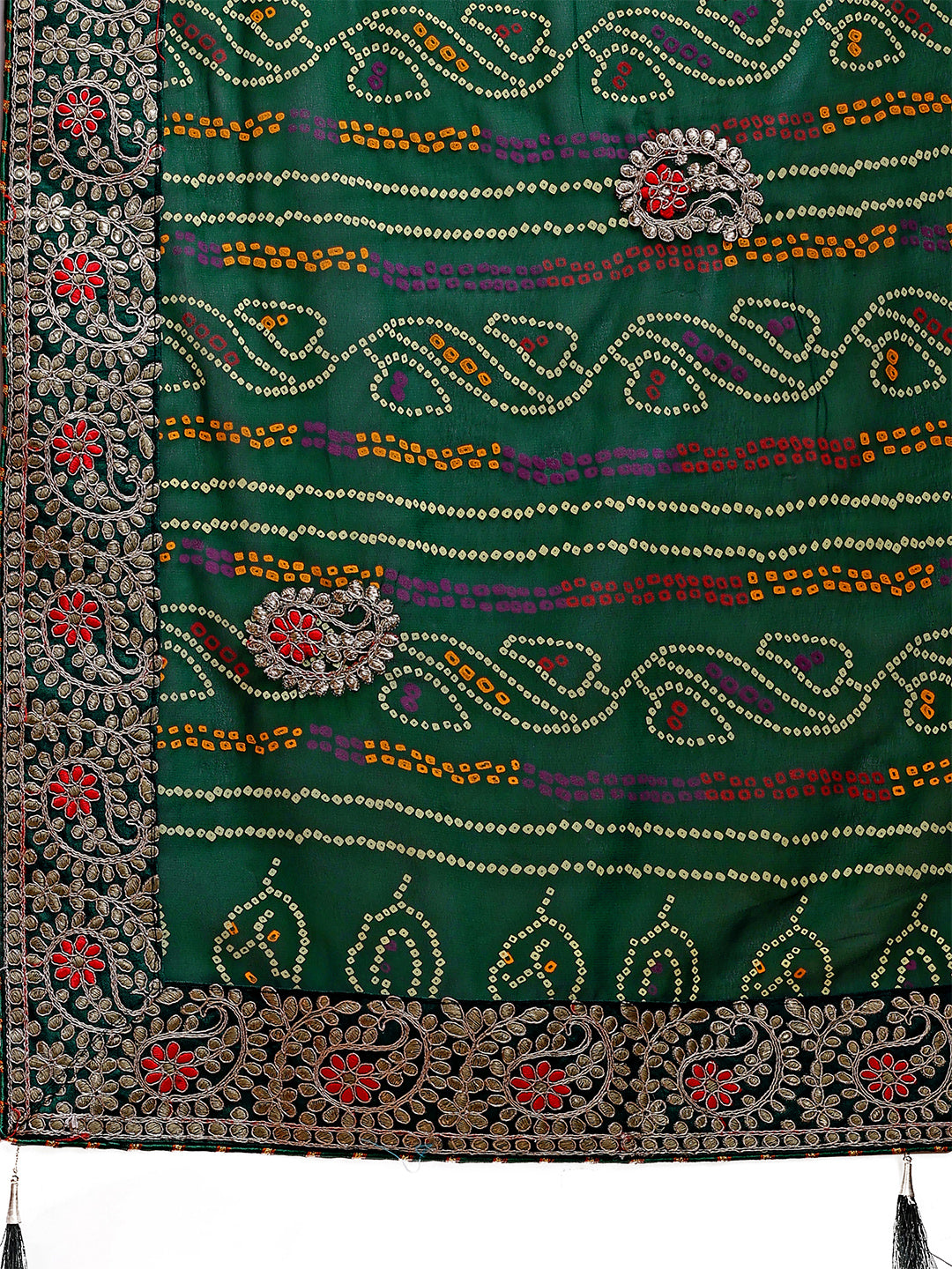 Women's Georgette Bandhani Saree With Unstitched Blouse Piece