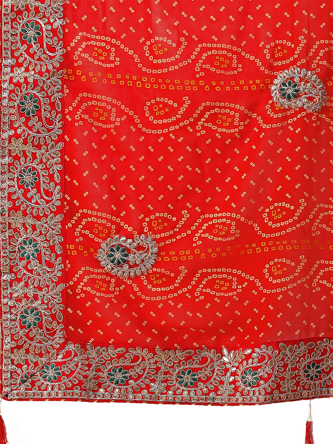 Women's Georgette Bandhani Saree With Unstitched Blouse Piece