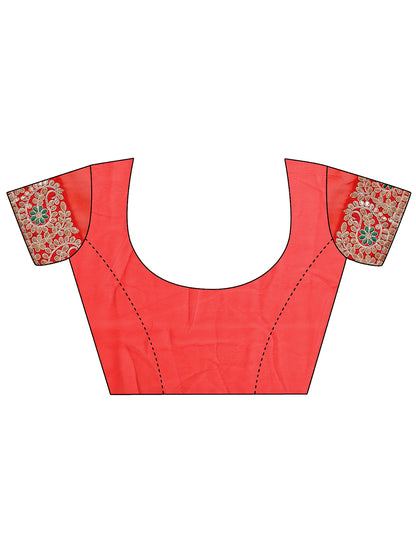 Women's Georgette Bandhani Saree With Unstitched Blouse Piece