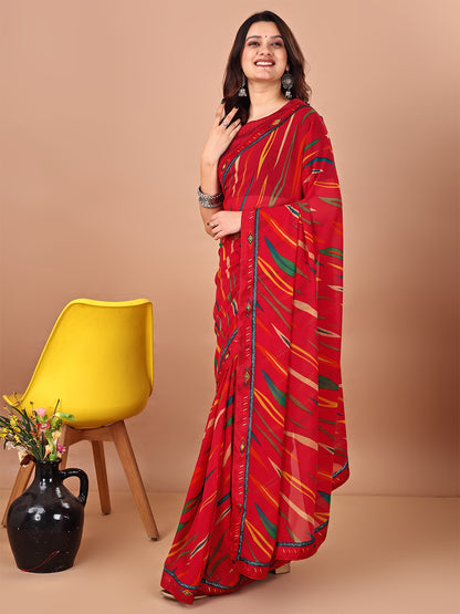 Women's Georgette Daily Wear Saree With Unstitched Blouse Piece
