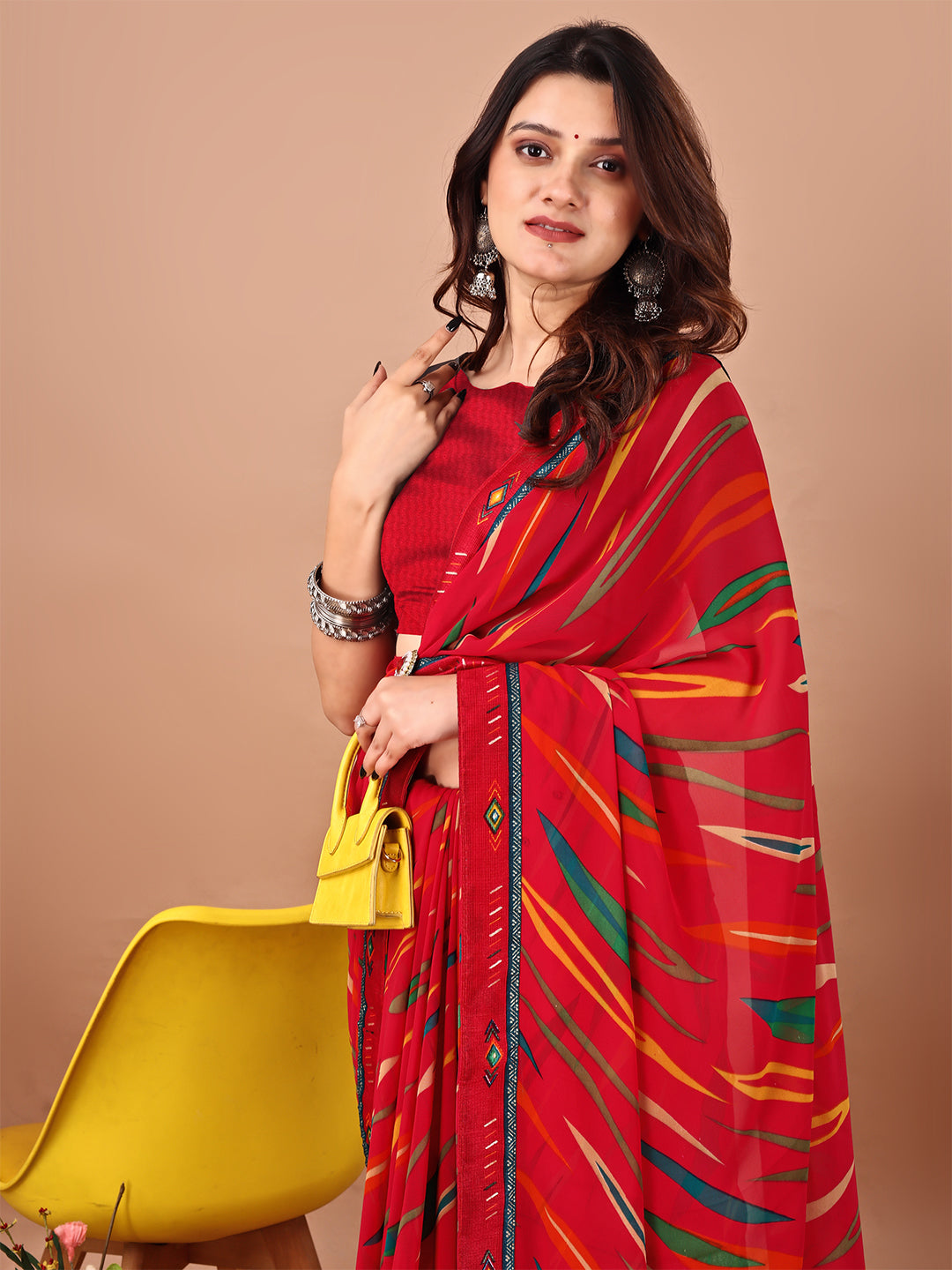 Women's Georgette Daily Wear Saree With Unstitched Blouse Piece
