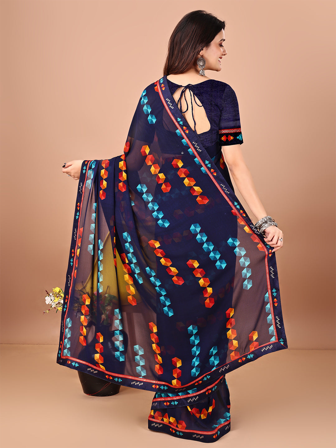 Women's Georgette Daily Wear Saree With Unstitched Blouse Piece