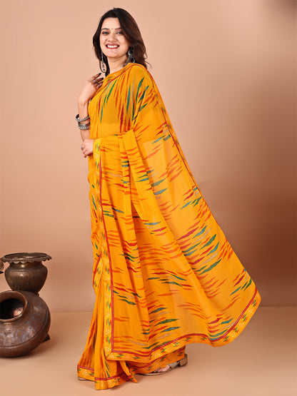 Women's Georgette Daily Wear Saree With Unstitched Blouse Piece