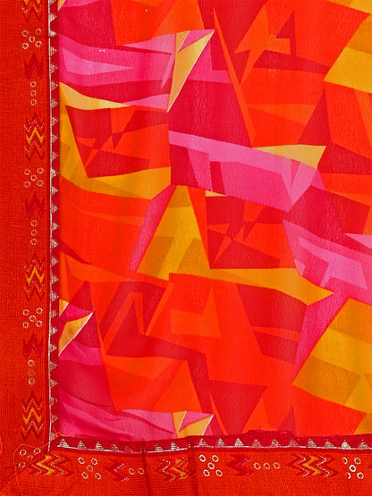 Women's Georgette Daily Wear Saree With Unstitched Blouse Piece