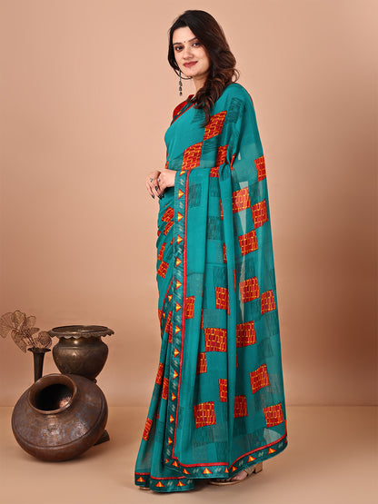 Women's Georgette Daily Wear Saree With Unstitched Blouse Piece