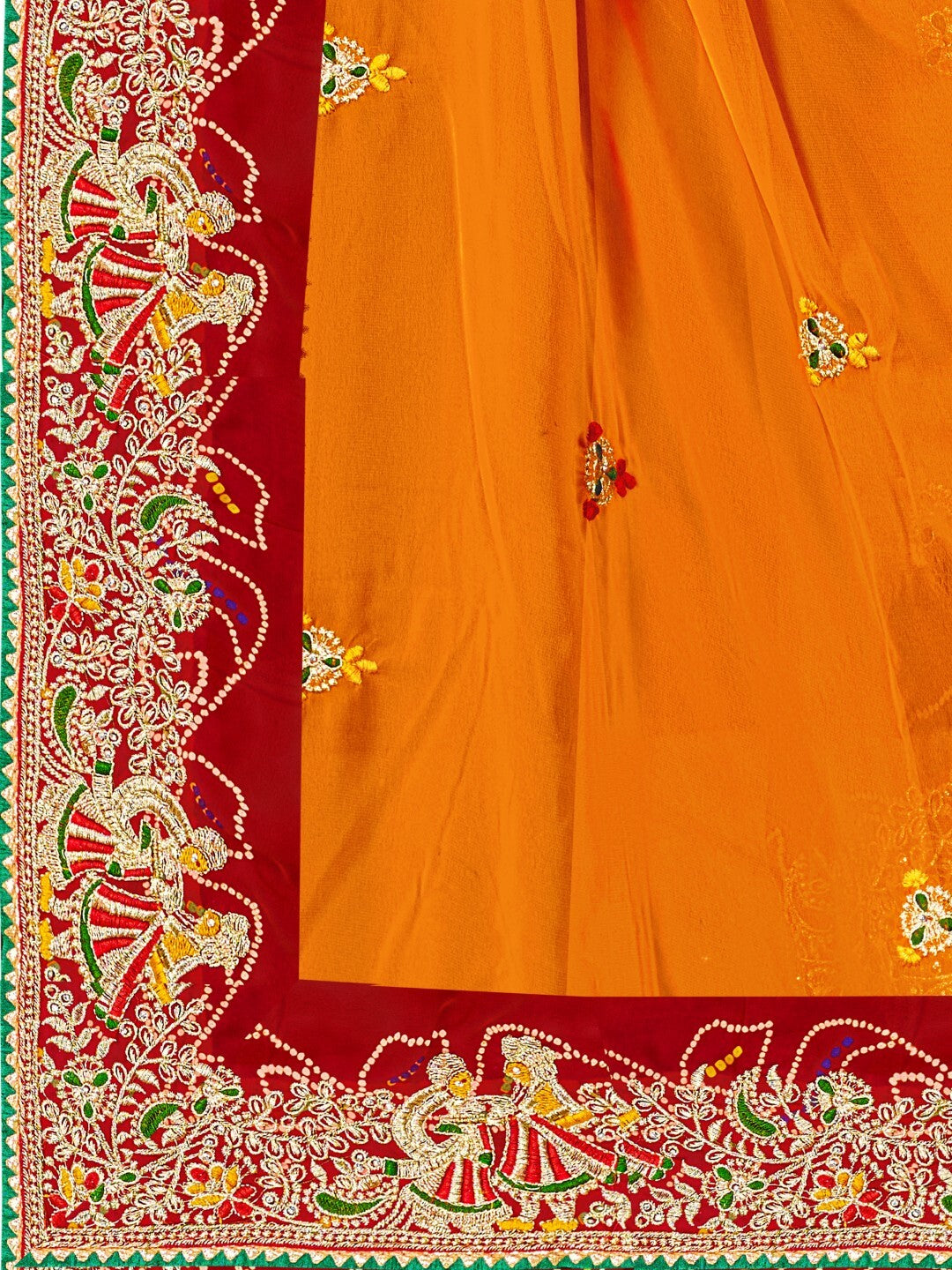 Women's Georgette Bandhani Saree With Unstitched Blouse Piece