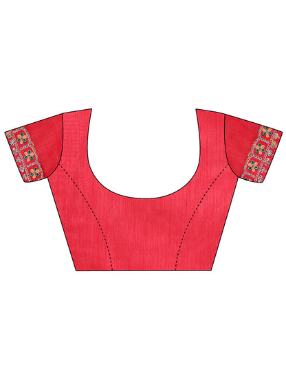 Women's Georgette Bandhani Saree With Unstitched Blouse Piece