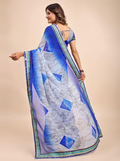 Women's Georgette Printed Daily Wear Saree With Unstitched Blouse Piece