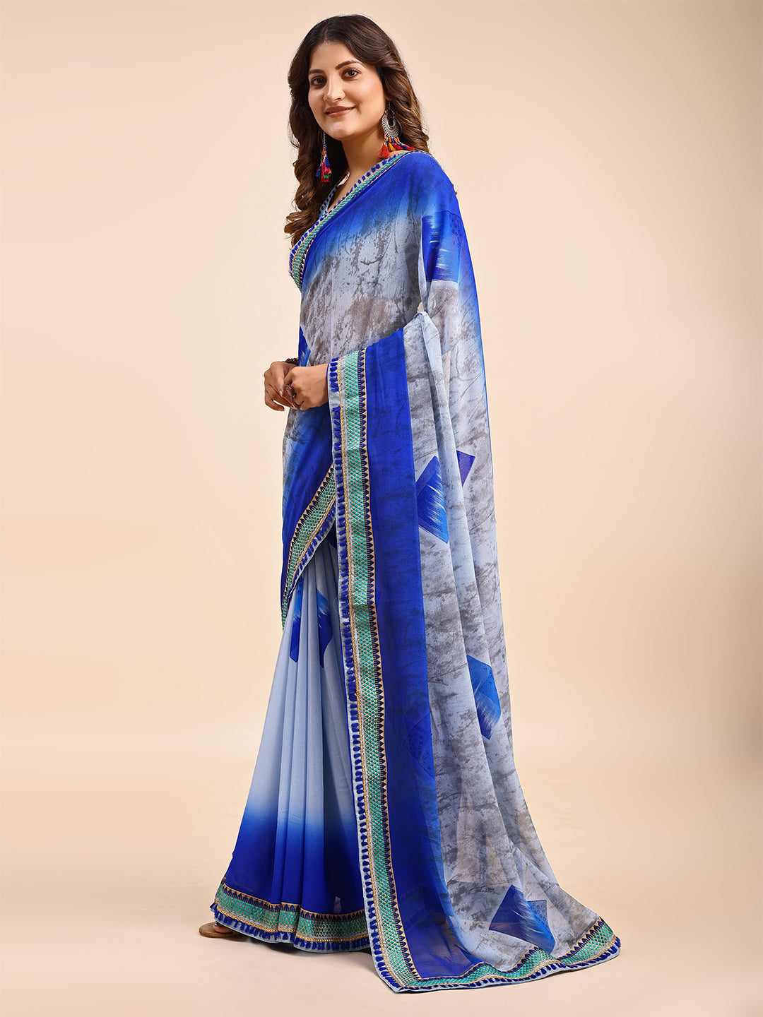 Women's Georgette Printed Daily Wear Saree With Unstitched Blouse Piece