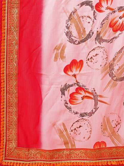 Women's Georgette Printed Daily Wear Saree With Unstitched Blouse Piece