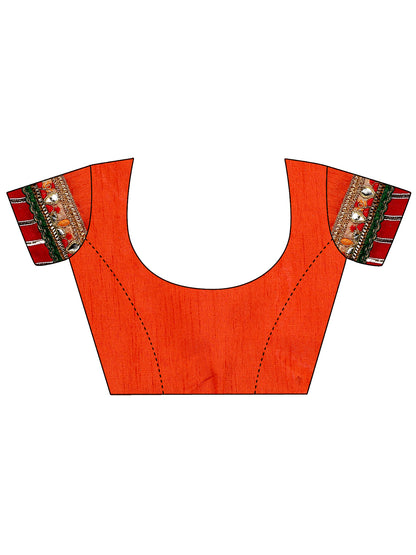 Women's Georgette Bandhani Saree With Unstitched Blouse Piece