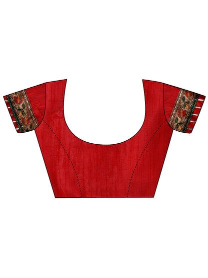 Women's Georgette Bandhani Saree With Unstitched Blouse Piece