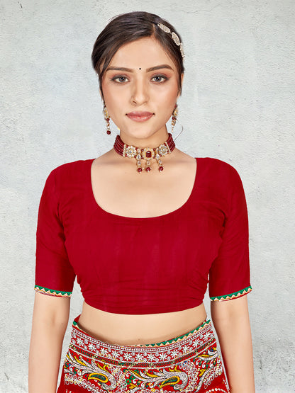 Women's Georgette Bandhani Saree With Unstitched Blouse Piece