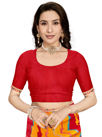 Women's Georgette Leheriya Saree With Unstitched Blouse Piece