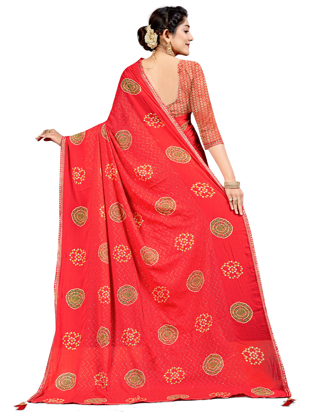 Women's Georgette Daily Wear Saree With Unstitched Blouse Piece