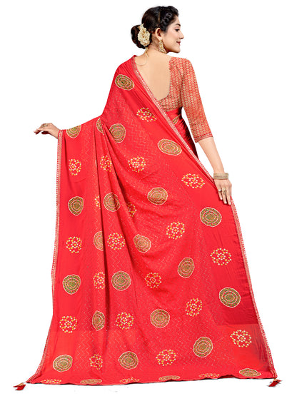 Women's Georgette Daily Wear Saree With Unstitched Blouse Piece