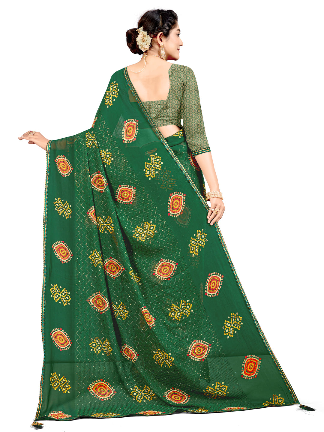 Women's Georgette Daily Wear Saree With Unstitched Blouse Piece