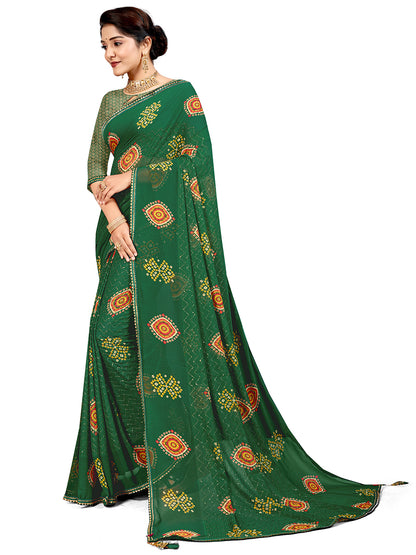 Women's Georgette Daily Wear Saree With Unstitched Blouse Piece