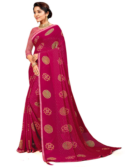 Women's Georgette Daily Wear Saree With Unstitched Blouse Piece
