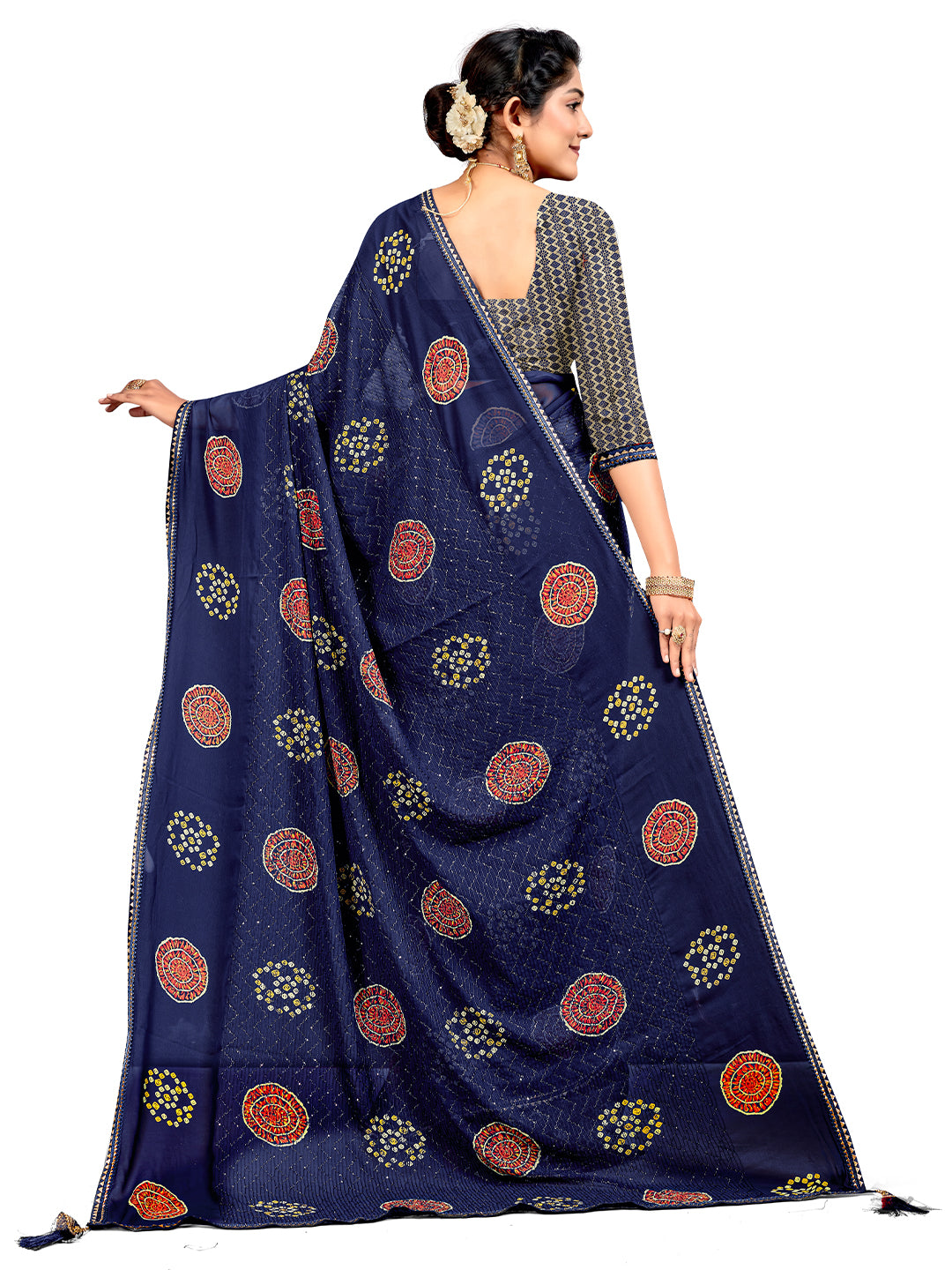 Women's Georgette Daily Wear Saree With Unstitched Blouse Piece