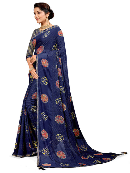Women's Georgette Daily Wear Saree With Unstitched Blouse Piece