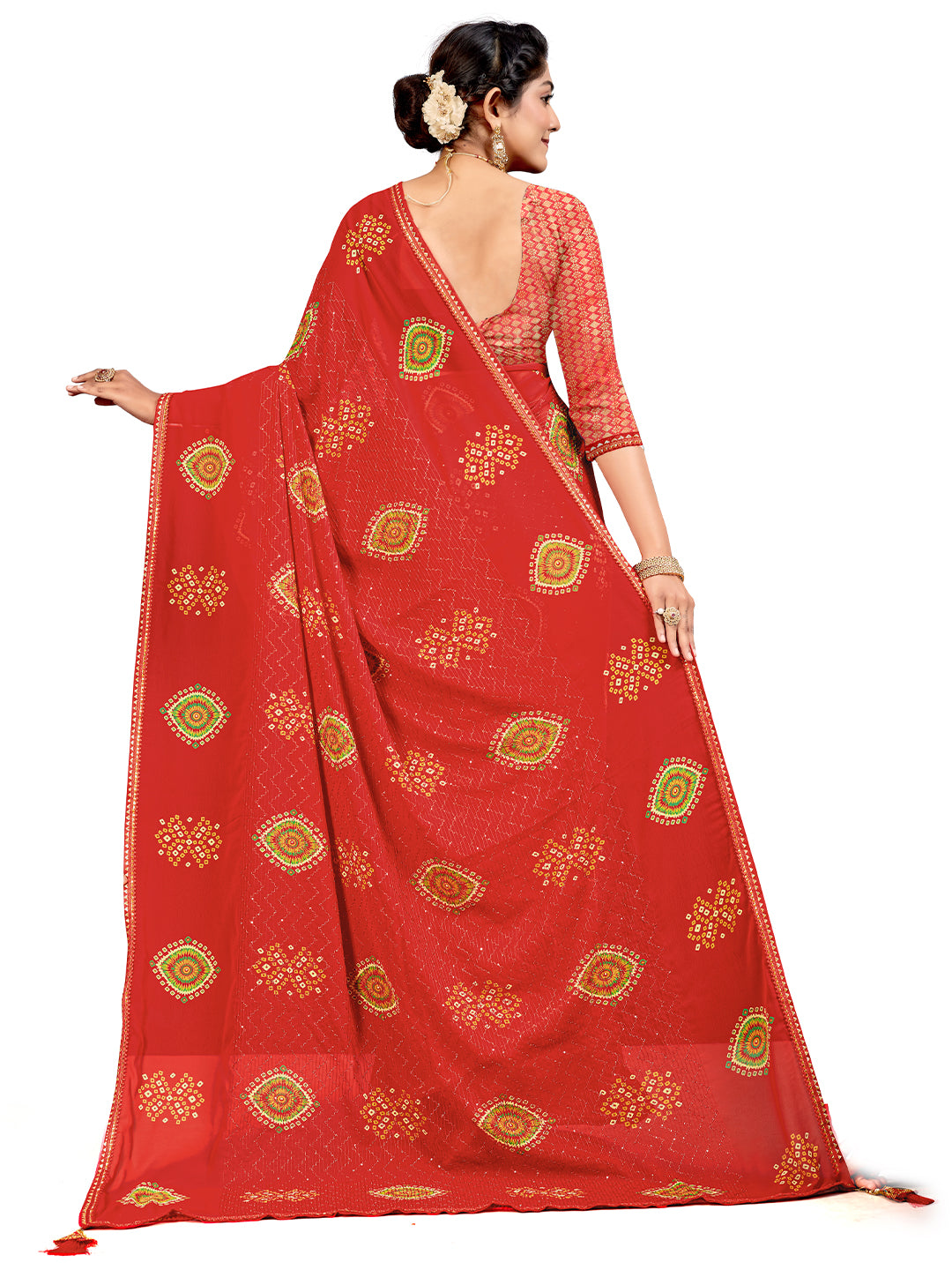 Women's Georgette Daily Wear Saree With Unstitched Blouse Piece