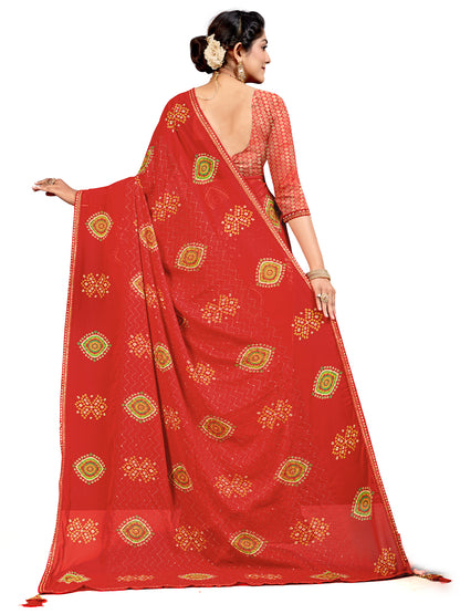 Women's Georgette Daily Wear Saree With Unstitched Blouse Piece