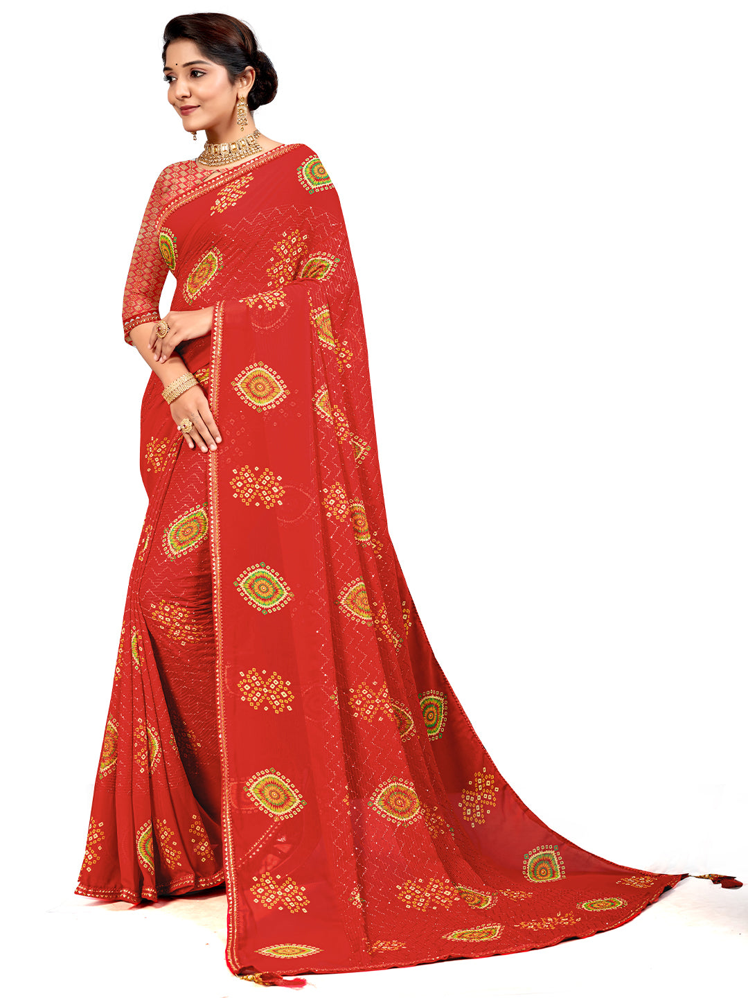 Women's Georgette Daily Wear Saree With Unstitched Blouse Piece
